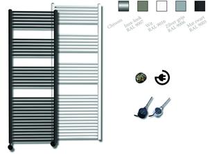 Sanicare elektrische design radiator 170x45cm zilver met thermostaat links zwart