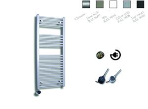 Sanicare elektrische design radiator 110x60cm zilver met thermostaat links chroom