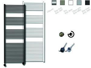 Sanicare elektrische design radiator 170x60cm inox look met thermostaat links zwart