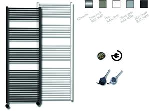 Sanicare elektrische design radiator 170x60cm zilver met thermostaat links zwart