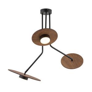 Nowodvorski Lighting Plafondlamp Disk met houtelementen, 3-lamps