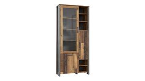 Stylefy Califfo Vitrine II Altes Holz Optik Beton Optik ohne LED-Beleuchtung