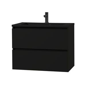 Tiger meubelset Loft 80cm met 2 lades mat zwart inclusief Quadro wastafel mat zwart