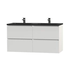 Tiger meubelset Loft 120cm met 4 lades hoogglans wit inclusief Quadro wastafel mat zwart