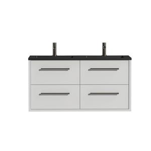Tiger Boston Meubelset 120cm met 4 lades hoogglans wit inclusief Quadro wastafel mat zwart