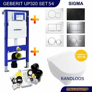 Geberit UP320 Toiletset 54 Villeroy & Boch O.Novo DirectFlush Compact Met Bril En Drukplaat