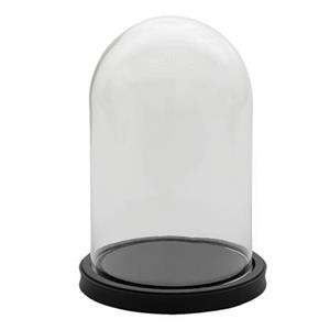 Stolp Ã 17*25 cm Zwart Glas, Hout Rond Glazen Stolp