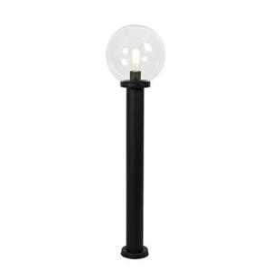 Qazqa Staande Buitenlamp Zwart Met Heldere Bol 100 Cm Ip44 - Sfera