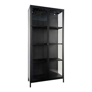 Hioshop Brisbane vitrinekast hoogte 175 cm, zwart.