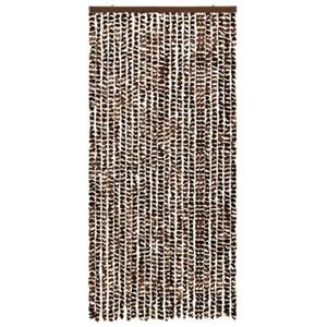 VidaXL Vliegengordijn 100x220 cm chenille bruin en wit