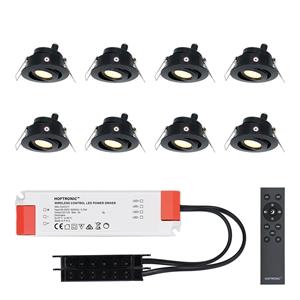 HOFTRONIC™ Sienna Dimbare LED Inbouwspots set Zwart 8x3W 2700K IP44 12V
