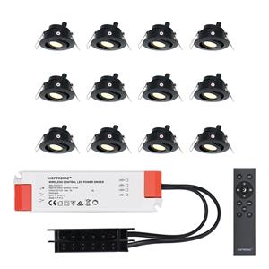 HOFTRONIC™ Sienna Dimbare LED Inbouwspots set Zwart 12x3W 2700K IP44 12V