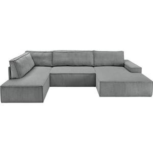 Home affaire Zithoek SHERWOOD 329 cm, U-vorm, slaapbank, Slaapfunctie met bedkist (194x139 cm), cord, vintage, fluweel