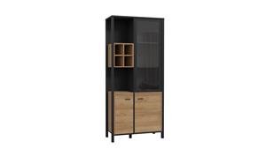 Stylefy Harryson Vitrine IV Riviera Eiche Schwarz ohne LED-Beleuchtung