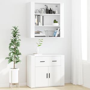 vidaXL Hoge kast bewerkt hout wit