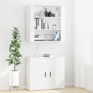 vidaXL Hoge kast bewerkt hout wit