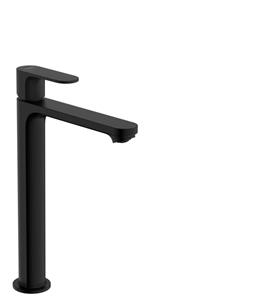 Hansgrohe Rebris S ééngreeps highriser wastafelkraan met CoolStart, EcoSmart+ en trekwaste 30,3 cm, mat zwart