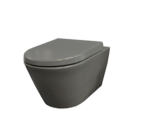 Wiesbaden Stereo rimless hangend toilet met Vesta toiletzitting 40 x 35,5 x 53 cm, mat grijs