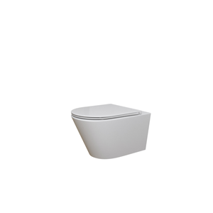 Wiesbaden Stereo rimless hangend toilet met Flatline toiletzitting met Sofclose en Quick-release 40 x 35,5 x 53 cm, glanzend wit