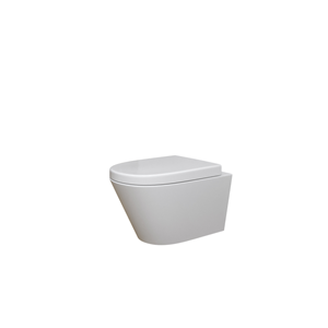 Wiesbaden Stereo rimless hangend toilet met Vesta toiletzitting met Sofclose en Quick-release 40 x 35,5 x 53 cm, glanzend wit