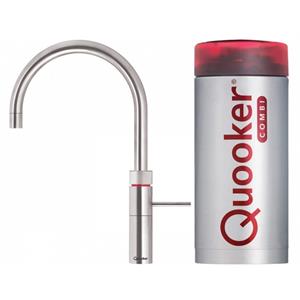 Quooker NL Fusion round kokendwaterkraan opbouw uitloop draaibaar met Combi+ reservoir RVS 22+FRRVS