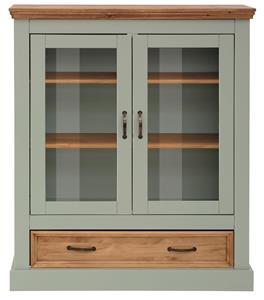 Home affaire Vitrine Selma, aus massivem Kifernholz, mit Griffen aus antikisiertem Metall