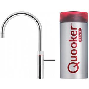 Quooker NL Fusion round kokendwaterkraan opbouw uitloop draaibaar met Combi+ reservoir Chroom 22+FRCHR