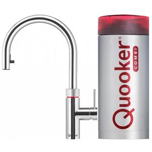 Quooker NL Flex keukenkraan koud, warm en kokend water inclusief uittrekbare uitloop met Combi+ reservoir chroom 22+XCHR