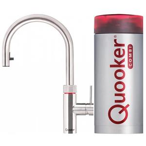 Quooker NL Flex keukenkraan koud, warm en kokend water inclusief uittrekbare uitloop met Combi reservoir RVS 22XRVS