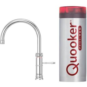 Quooker NL Classic Fusion round kokendwaterkraan opbouw uitloop draaibaar met Pro3 reservoir Chroom 3CFRCHR