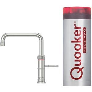 Quooker NL Classic Fusion square kokendwaterkraan opbouw uitloop draaibaar met Pro3 reservoir RVS 3CFSRVS