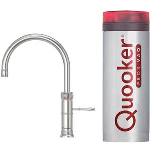 Quooker NL Classic Fusion round kokendwaterkraan opbouw uitloop draaibaar met Pro3 reservoir RVS 3CFRRVS