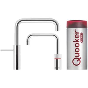 Quooker NL Nordic square kokendwaterkraan opbouw uittrekbare met Combi+ reservoir Chroom 22+NSCHRTT