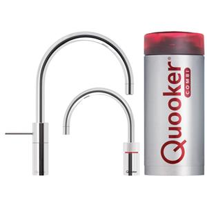 Quooker NL Nordic round kokendwaterkraan opbouw uittrekbare met Combi+ reservoir Chroom 22+NRCHRTT