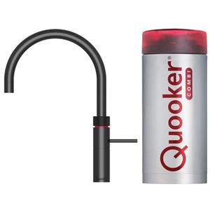 Quooker NL Fusion round kokendwaterkraan opbouw uitloop draaibaar met Combi+ reservoir Zwart 22+FRBLK