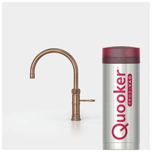 Quooker NL Classic Fusion round kokendwaterkraan opbouw uitloop draaibaar met Pro3 reservoir messing patina 3CFRPTN