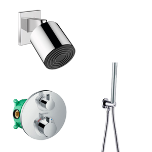 Hansgrohe + Saniclear Hansgrohe Pulsify S inbouw regendouche met thermostaatkraan Ecostat S en Saniclear handdouche chroom