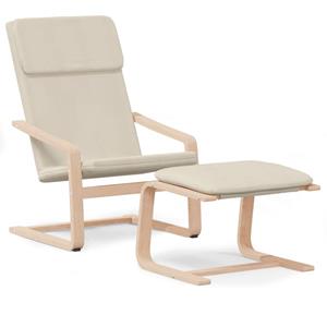 vidaXL Sessel »Relaxsessel mit Hocker Creme Stoff« (1-St)