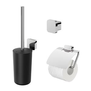 Geesa Accessoires Set  Topaz Toiletborstelhouder Handdoekhaak Klein en Toiletrolhouder Chroom 