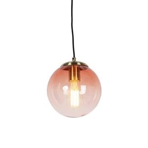 Qazqa Art Deco Hanglamp Messing Met Roze Glas 20 Cm - Pallon