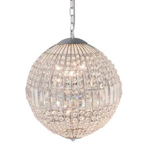 Clayre & Eef Kroonluchter Ø 40x48 cm Zilverkleurig Metaal Glas Rond