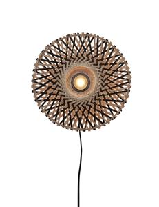 GOOD&MOJO Wandlamp Kalimantan Bamboe, 30cm - Naturel/Zwart