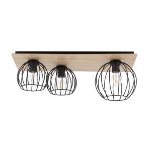 Euluna Plafondlamp Malin, houten kap hoekig, 3-lamps