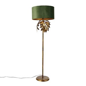 Qazqa Vintage Vloerlamp Antiek Goud Met Kap Groen - Linden