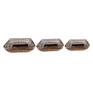 Clayre & Eef Opbergmanden Set van 3 41x31x12 cm Bruin Zwart Rotan