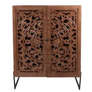 Clayre & Eef Wandkast 90x45x115 cm Bruin Hout Rechthoek Bloemen