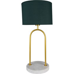 Clayre & Eef Bureaulamp Ã 28x62 cm Groen Goudkleurig Ijzer Textiel