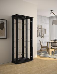 Fif Möbel Vitrine STELLA, Weiß, 2-türig, Spiegelrückwand, LED-Beleuchtung, abschließbar