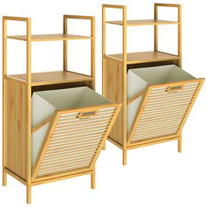 Casaria Rek met Wasmand Set van 2 Bamboe 43l