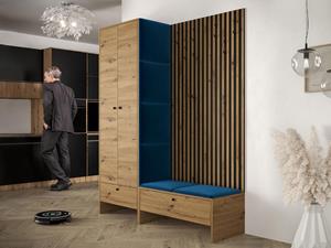 Mobistoxx Vestiaire BULMA 4 deuren artisan eik met blauwe kussens